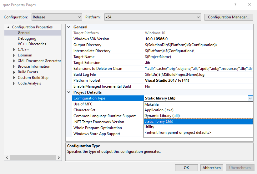 MSVC Project Config