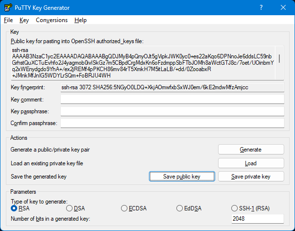 PuTTY Key Generator