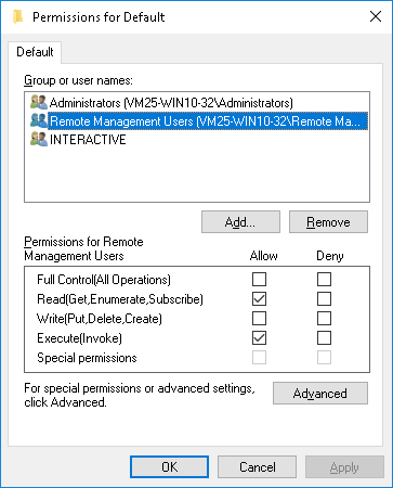 WinRM SDDL config